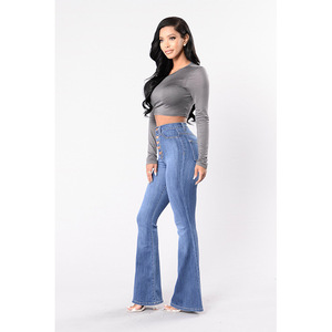 <span class=keywords><strong>Jeans</strong></span> a Vita Alta all'Ingrosso, Pantaloni Plus Size da Donna, Pantaloni a Zampa Elasticizzati di Qualità Personalizzata, Collezione Primavera 2023 - Product Image 3