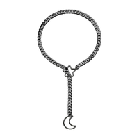 Collier ras-de-cou lune étoile doré tendance, style punk gothique chaîne cubaine réglable Y, collier mode chaîne