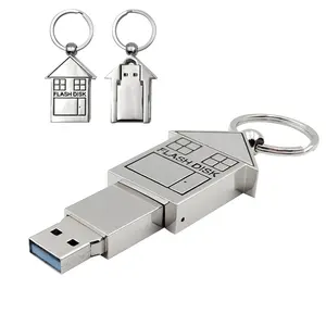 100% năng lực thực sự Kim Loại Nhà hình USB Flash Drive 3.0 bán buôn New Pendrive 8GB 16GB 32GB USB Memory Stick 64GB 128GB