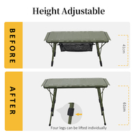 Table de camping pliante tactique IGT en aluminium réglable en hauteur pour cuisine extérieure, barbecue de jardin, charge 60 kg - Grande Vente