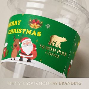Fundas Personalizadas para Vasos <span class=keywords><strong>de</strong></span> Papel Navideños, Portavasos Aislantes con Estampado Festivo <span class=keywords><strong>de</strong></span> Santa Claus para Fiestas Navideñas y Promoción <span class=keywords><strong>de</strong></span> Marca - Product Image 4