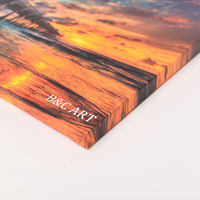 Impression sur toile de paysage marin sur mesure - Pont à l'heure dorée au coucher du soleil, œuvre d'art encadrée haute définition pour la décoration intérieure