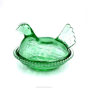 Pote de vidro em forma de galinha para doces, decoração de casa