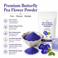 Poudre d'extrait de fleur de pois papillon LongBio, qualité alimentaire, soluble dans l'eau, couleur bleue naturelle, en vrac pour boissons, pâtisseries, desserts, thés, OEM