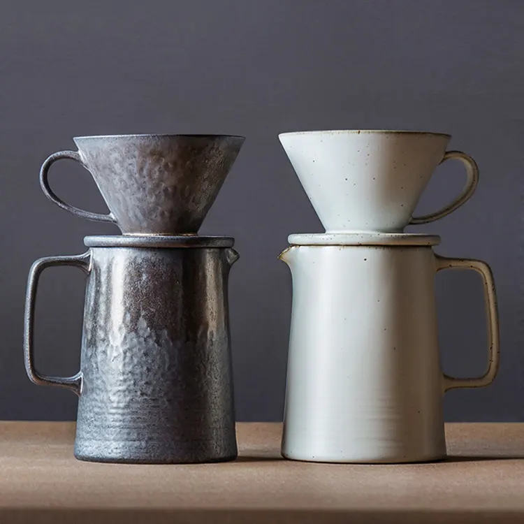 Retro Style Set mit zwei Keramik Espresso tassen Filter Tropf ware Keramik Share Pot Set