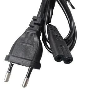 VDE CE 2 Pin kabel daya AC steker laki-laki ke C7 cocok untuk digunakan sebagai kabel daya komputer PC Eropa