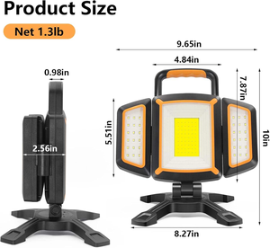 3-Head Foldable <b>LED</b> Work <b>Light</b> With Strong Magnet Base 5 Lighting Modes Portable COB Lamp for <b>Workshop</b> Emergency Lumens Bri - Product Image 1