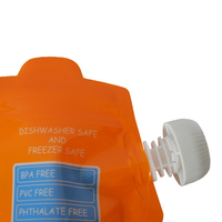 Poche à eau liquide pour bébé, nourriture pour bébé, lait, réutilisable, laminée, sans BPA, PVC, avec bec verseur, double fermeture éclair, bec verseur supérieur