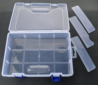 Boîte de rangement en plastique transparent avec séparateurs amovibles, boîte de rangement à double étage, compartiment réglable