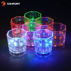 Copo de garrafa de luz led multicolorido, copo de vidro piscante à prova d'água