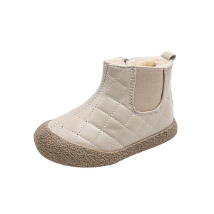 Autumn and Winter Short Boots Children's Vintage Warm Short Boots PU Children's <b>Soft</b> Sole Snow Boots - Product Image 5