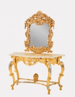 Console de table de luxe au design européen antique, ensemble de meubles miroir en bois massif sculpté à la main, style contemporain, villa et hôtel