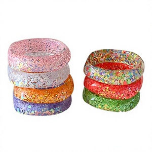Nouveaux bracelets en résine scintillante colorée, les plus tendance, avec feuille d'or, unisexes, ensembles de bijoux vintage à la mode pour femme - Product Image 3