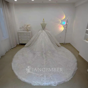 Robes de mariée intemporelles style robe de bal, en tulle blanc orné de strass, Lsjj53 Jancember - Product Image 6