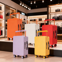 Tas Koper Roda Putar Lebar 20/24-inci, Roda Universal, Tas Troli Naik Pesawat, Unisex, Koper Tahan Lama, Tas Perjalanan