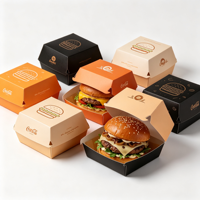 Emballage jetable personnalisé en kraft pour la restauration rapide à emporter, boîte en papier pour hamburger, poulet frit, hot-dog