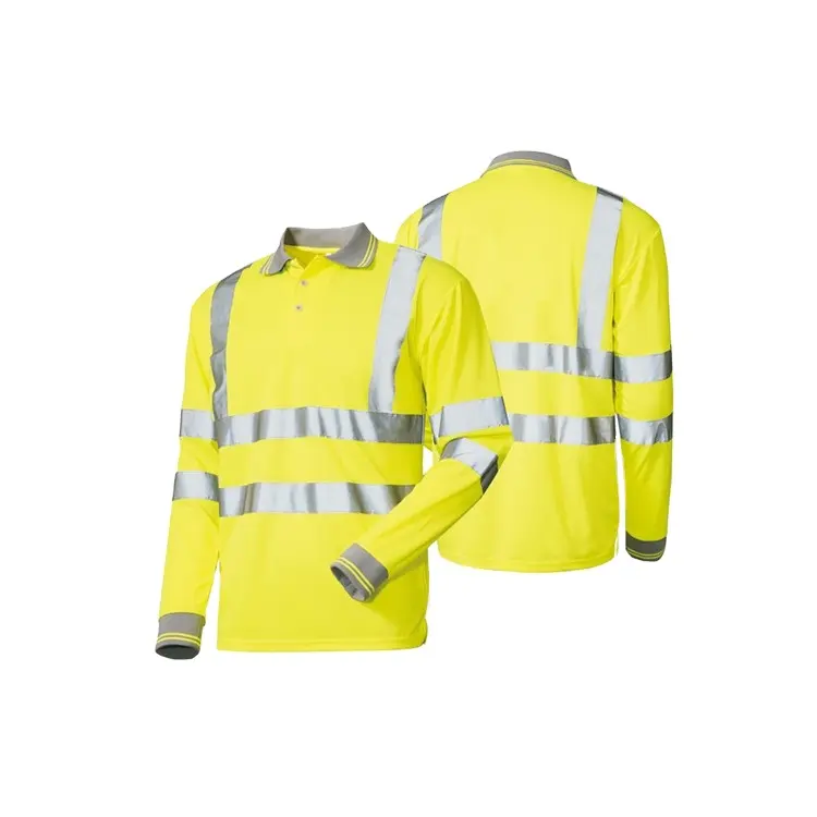 Hi Vis Polo Shirts for Work Safety Polo Shirt Reflective Tape Multicolor Waistcoat Workwear Long Sleeves Short Sleeves