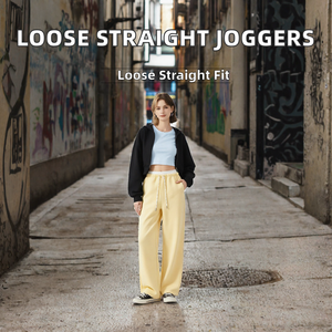 <b>Women</b> Loose Straight Leg Sweatpants Elastic Waist Drawstring <b>Jogger</b> Pants Jersey <b>Knit</b> Casual Streetwear - Product Image 2