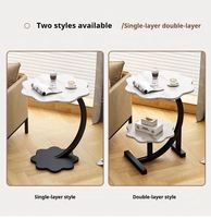 Table d'appoint en forme de fleur, gain de place, 40 cm, table d'appoint en forme de C, cadre en acier résistant à la chaleur, table basse pour petite chambre