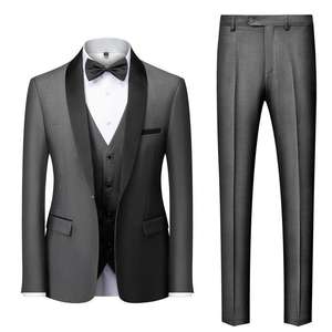 Traje de chaqueta de <span class=keywords><strong>hombre</strong></span> personalizado con botón de cierre de un solo pecho Pantalones de mosca Último diseño de manga larga Traje de tres piezas transpirable - Product Image 6