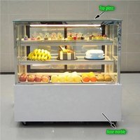 Vitrine à gâteaux commerciale en verre incurvé, refroidie par air, avec éclairage LED et verre anti-buée
