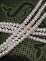 Perle AAA légèrement imparfaite 7-8mm perles d'eau douce blanches rondes et plates perles naturelles en forme de chignon pour collier de perles Bracelet