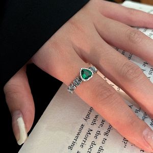 Yinruitai S925 Sterling Silver Heart Shape Zircon <b>Open</b> <b>Ring</b> For Women Korean Style Retro Rose Jewelry Gift - Product Image 4