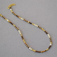 SP Style Minimaliste Oeil de Tigre Pierre Mère Shell Perle Naturelle Collier Ras Du Cou pour les Femmes