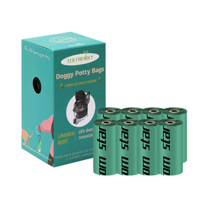 2025 grosir tas kotoran anjing beraroma kustom dengan pegangan-tas limbah hewan peliharaan mudah terurai pasokan jumlah besar, 20 mikron tebal tahan bocor - Product Image 1