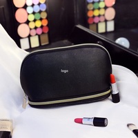 Label pribadi tas Makeup berkilau setengah bulan lapisan ganda dengan ritsleting dompet Makeup perjalanan