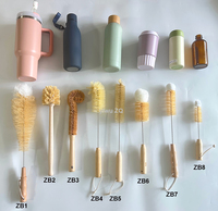 Brosse de nettoyage écologique personnalisée avec logo, en bambou et fibre de coco, à long manche, pour bouteilles de sport, verres et tasses