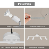 Plafonnier LED moderne 4 directions, style européen, projecteur à angle réglable, alimenté par batterie, forme personnalisée, base en fer, RoHS CE