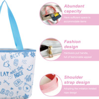 2026 Nouveau Sac Fourre-Tout Femme Grande Capacité en Cuir PU à Imprimé Graffiti Mignon, Fermeture Éclair avec Doublure en Polyester