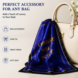 Écharpe carrée en satin de soie imprimée numériquement sur mesure, toutes tailles, écharpe de luxe pour le cou, accessoire pour cheveux, décoration de sac, OEM - Product Image 4