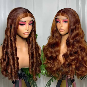 Parrucche all'ingrosso Ombre Marrone con Riflessi per Donne Nere, Parrucche HD Trasparenti con Frontale in Pizzo, <span class=keywords><strong>Capelli</strong></span> Umani Vergini Indiani Grezzi Senza Colla - Product Image 2