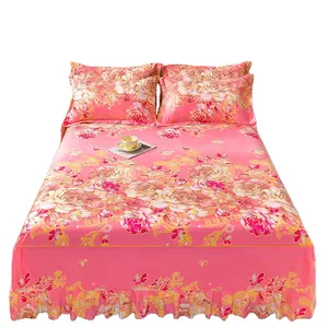 تنورات سرير رفيعة على الطراز الاميرات الوردية ذات الطبيعة الحمراء والزهور الأمريكية