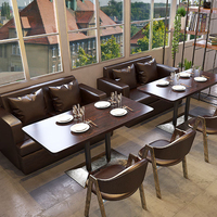 Meubles de restaurant et d'hôtel commerciaux modernes en Chine : Tables et chaises en bois massif, banquettes en cuir sur mesure pour cafés