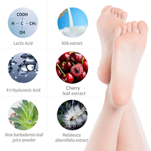 OEM, masque exfoliant à la cerise, hydratant et blanchissant pour les <span class=keywords><strong>pieds</strong></span>, chaussettes pelables pour adultes, huile et crème tricotées pour les <span class=keywords><strong>pieds</strong></span>, OEM/ODM - Product Image 4