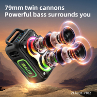 ZEALOT PT02 60W Enceinte portable de fête avec 2 haut-parleurs pleine gamme de 3,11'' et 2 diaphragmes, basses profondes naturelles, IPX6/TWS/EQ/USB/TF/AUX