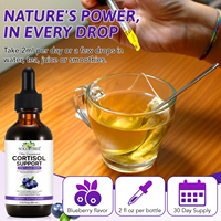 SOLOTREE Gouttes liquides de soutien au cortisol Service OEM ODM Hommes Femmes Complément énergétique à base de plantes 9-en-1 Étiquette personnalisée Marque privée 60mL