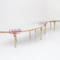Fabrication Usine Vente Chaude Chaises et Tables de Luxe Blanches en Acier Inoxydable Forme Courbe pour Mariages et Événements
