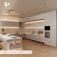 AIGE Cuisine complète en U avec îlot central, en bois, vente en gros, armoires de cuisine, LED, luxe, minimalisme