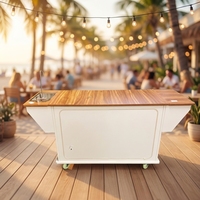 Comptoir de bar à cocktails autoportant en bois, présentoir moderne pour boissons, marron/noir/blanc CN/GUA, pour événements extérieurs