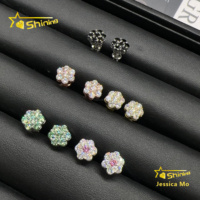 Boucles d'oreilles clous en grappe de moissanite de luxe en forme de fleur de 9 mm, certifiées GRA, en argent S925, avec fermoir à vis, vente en gros, best-seller