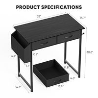 Bureau d'ordinateur de 32 pouces avec tiroirs, table de jeu, d'écriture et d'étude, rangement latéral, crochet pour casque, pieds réglables pour chambre à coucher