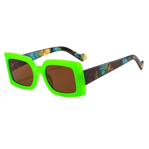 Sparloo 1731 مشرق الملونة النيون الأخضر مستطيل مربع النظارات الشمسية النساء البلاستيك