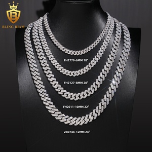 Offerta Imperdibile Catena e Bracciale Cubani Iced Out 6/8/10/12mm <span class=keywords><strong>in</strong></span> <span class=keywords><strong>Argento</strong></span> <span class=keywords><strong>925</strong></span> con Moissanite VVS da <span class=keywords><strong>Uomo</strong></span>, Superano il Test del Diamante, Stile HipHop GRA - Product Image 1