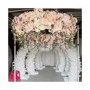 MSFAME Large Circle Roof Pink Artificial Flowers Indian Wedding Decor Flower Stand Weddings Decoration