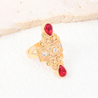 Dernier produit 2025 Vintage Ruby Stone Zirconia 18K Gold Plated Wedding Rings Elegant Finger Islamic Muslim Ring for Women Anel