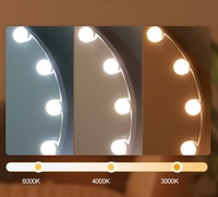 Miroir de maquillage rond intelligent moderne à LED, température de couleur réglable, pour chambre, salon, salle de bain, alimentation par prise